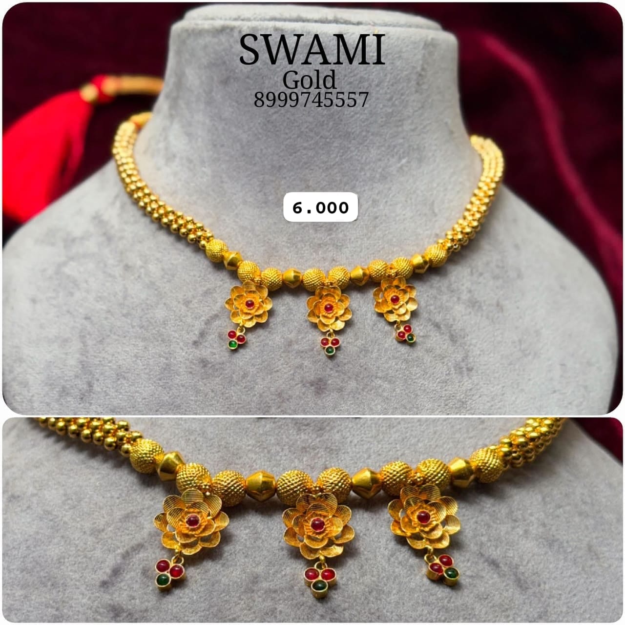 Floral Pendant Gold Necklace
